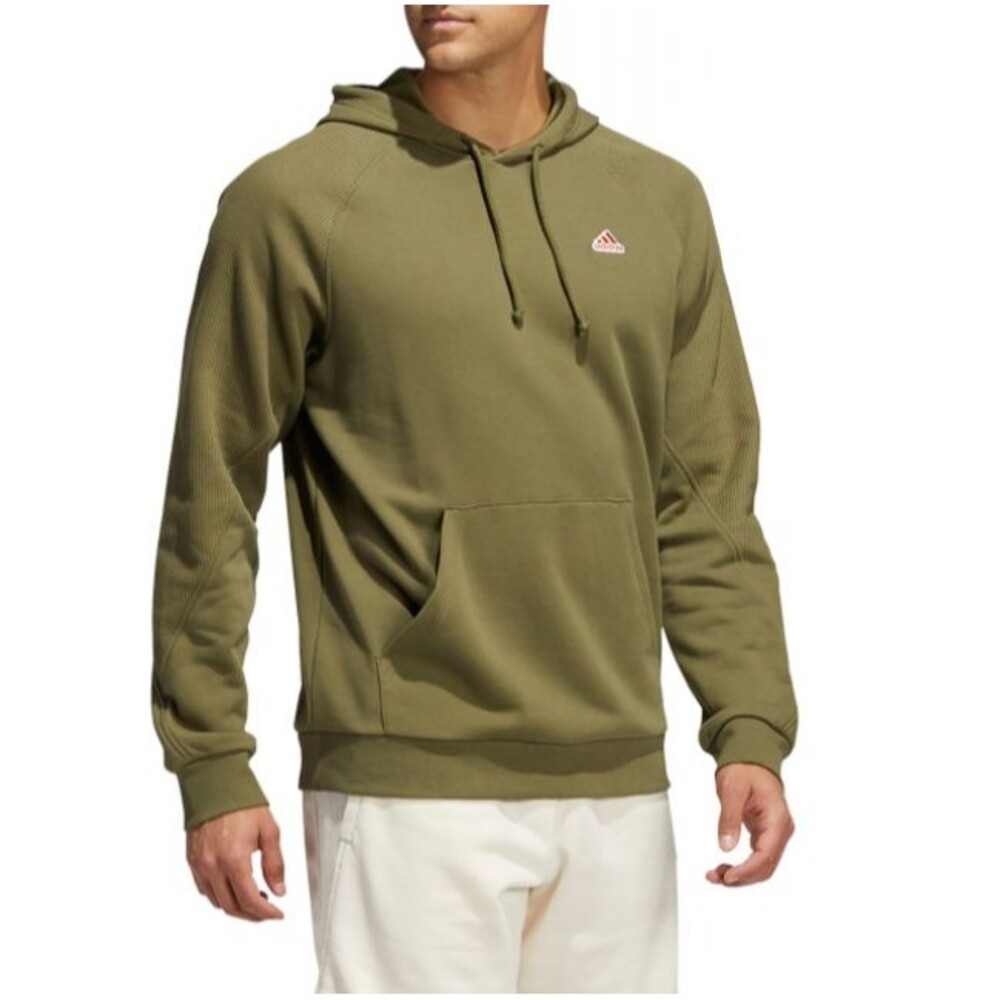 ADIDAS Hoodie Mens Large NWT Rib Pullover Sweatshirt Logo Cotton-Blend Green